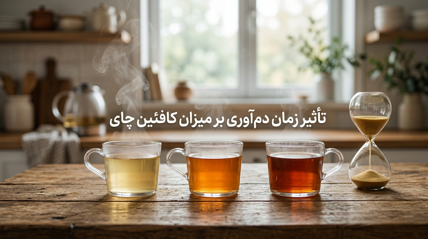 تأثیر زمان دم‌آوری بر میزان کافئین چای